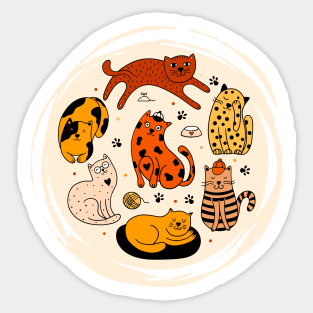 Cute vintage cat pattern Sticker